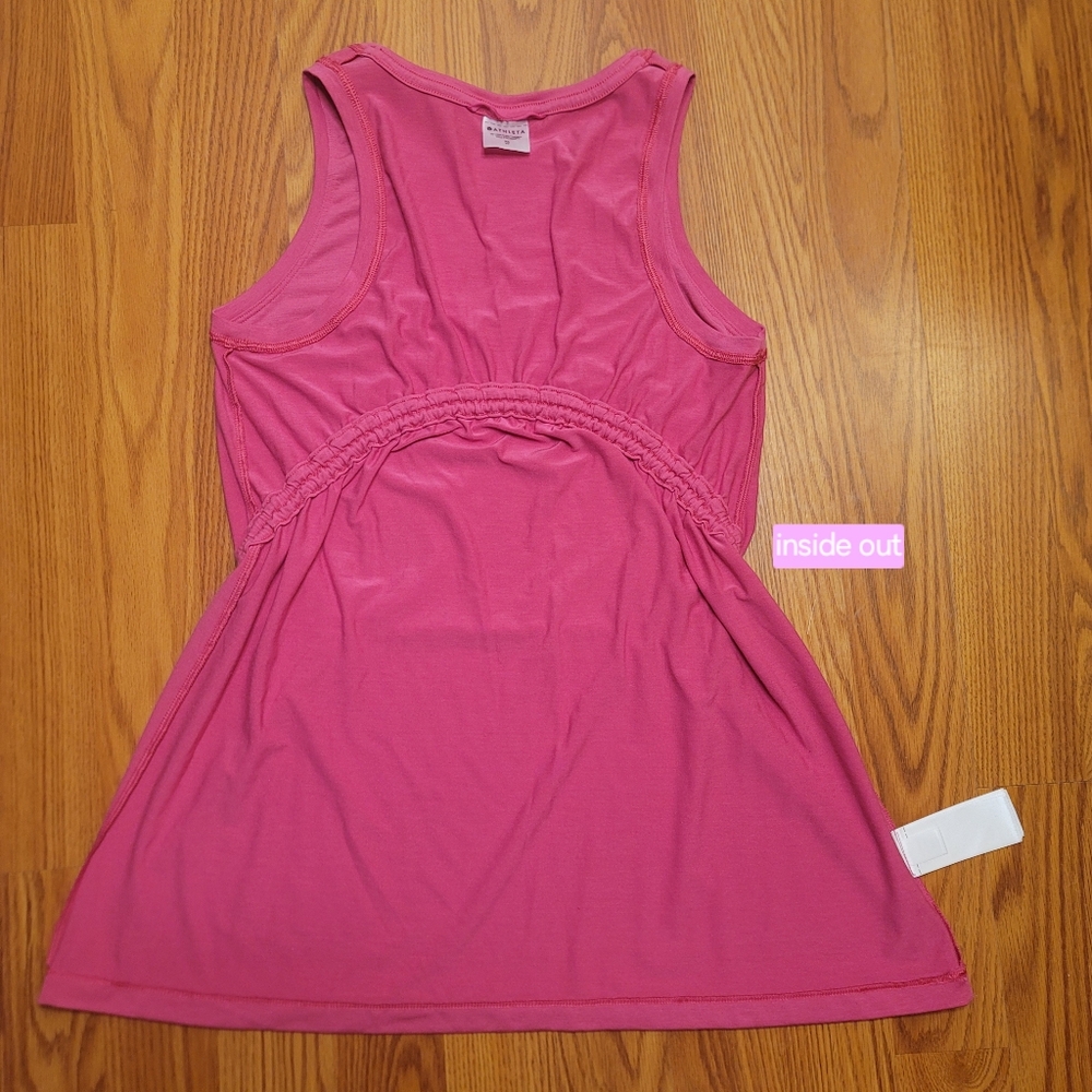 Athleta Air Out Cinch Tank Top Sz XS Salvia Pink Semi Fitted Long UPF 25+ Modal - Picture 12 of 16